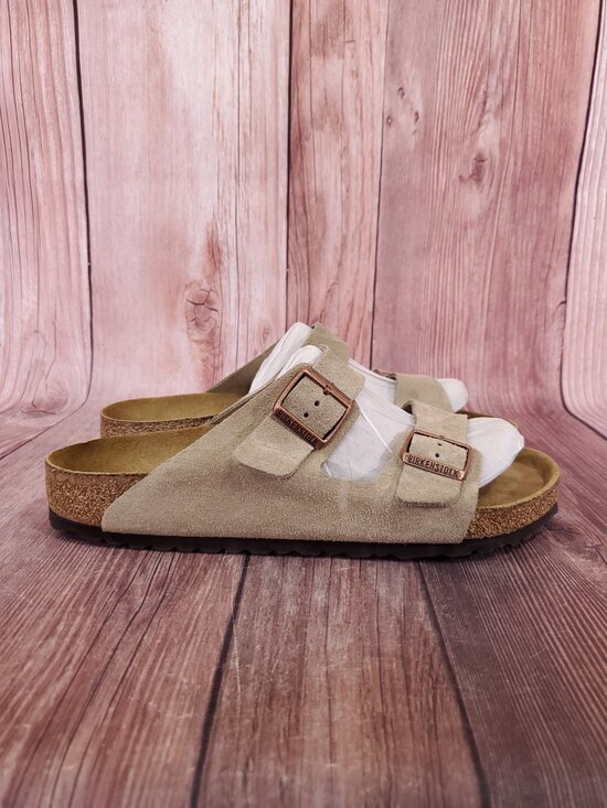Birkenstock Arizona Mens 12 EU 45 Soft Footbed Suede Taupe Sandals Comfort main image 13